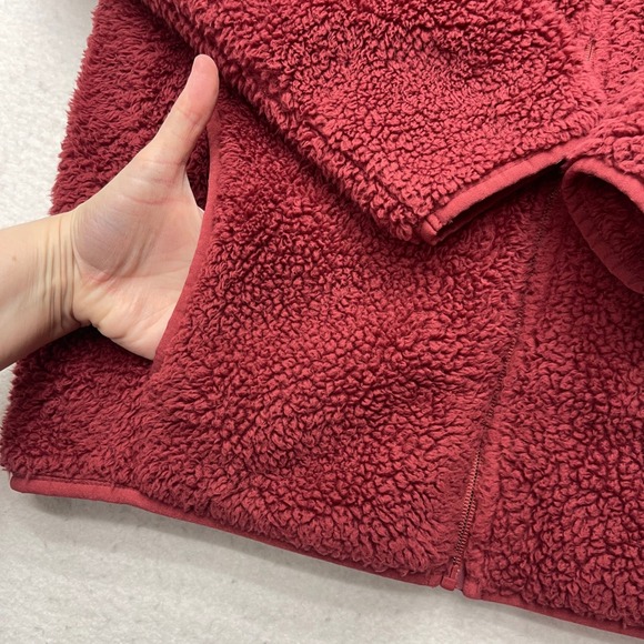 Eddie Bauer Quest Plush Full Zip Hoodie Womens Medium Burgundy Sherpa Jacket - Picture 4 of 9